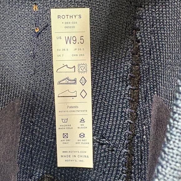 Rothys Womens Size 9.5 Loafers The Driver Navy Blue Knit Preppy Comfort Career - Picture 5 of 11